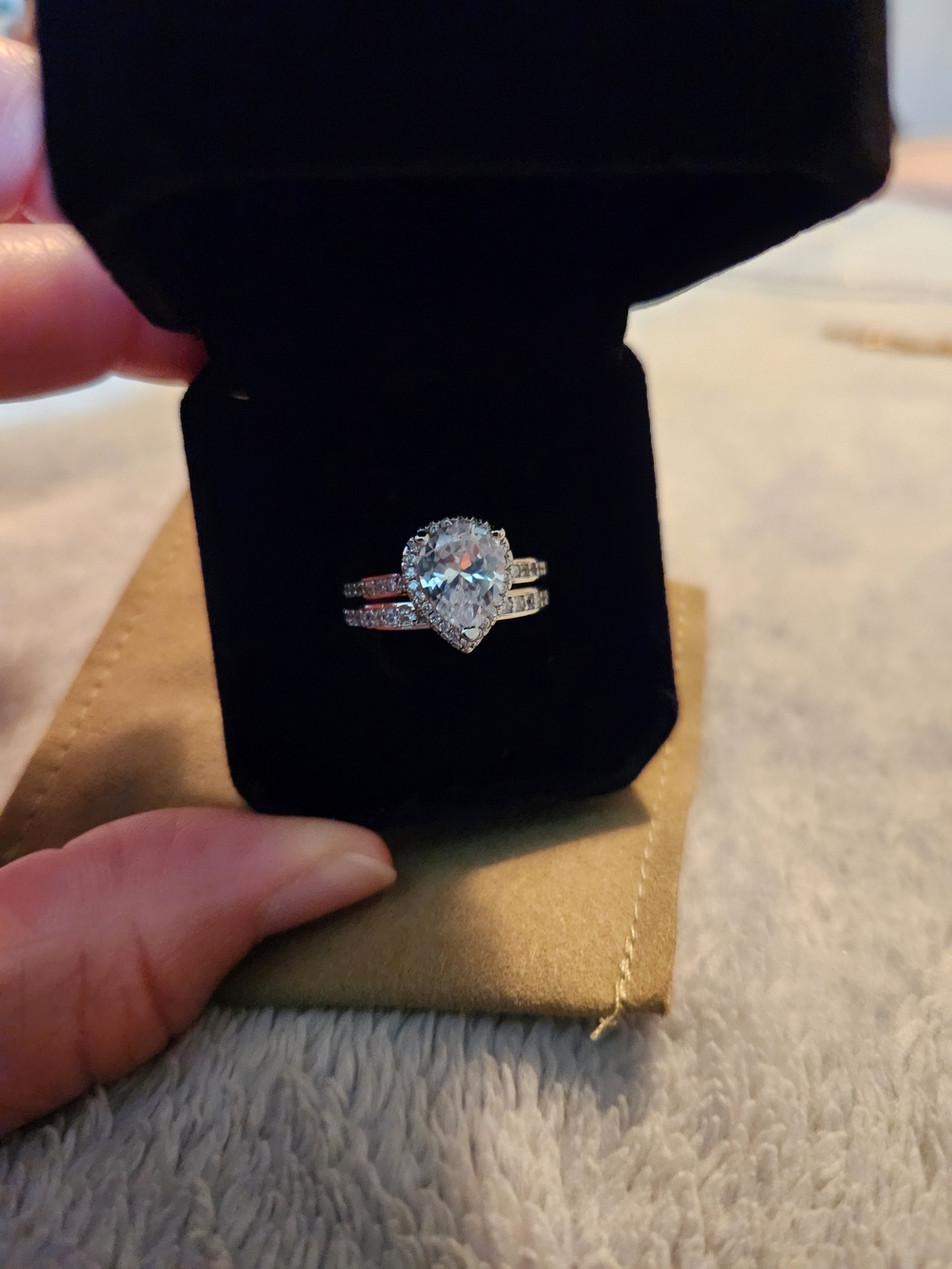 Pear-Cut White CZ Bridal Ring Set - Women's Jewelry